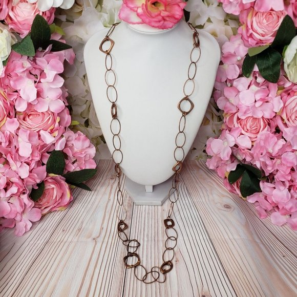 PREMIER DESIGNS Long Copper Tone Chain Link Statement Necklace - Picture 8 of 12